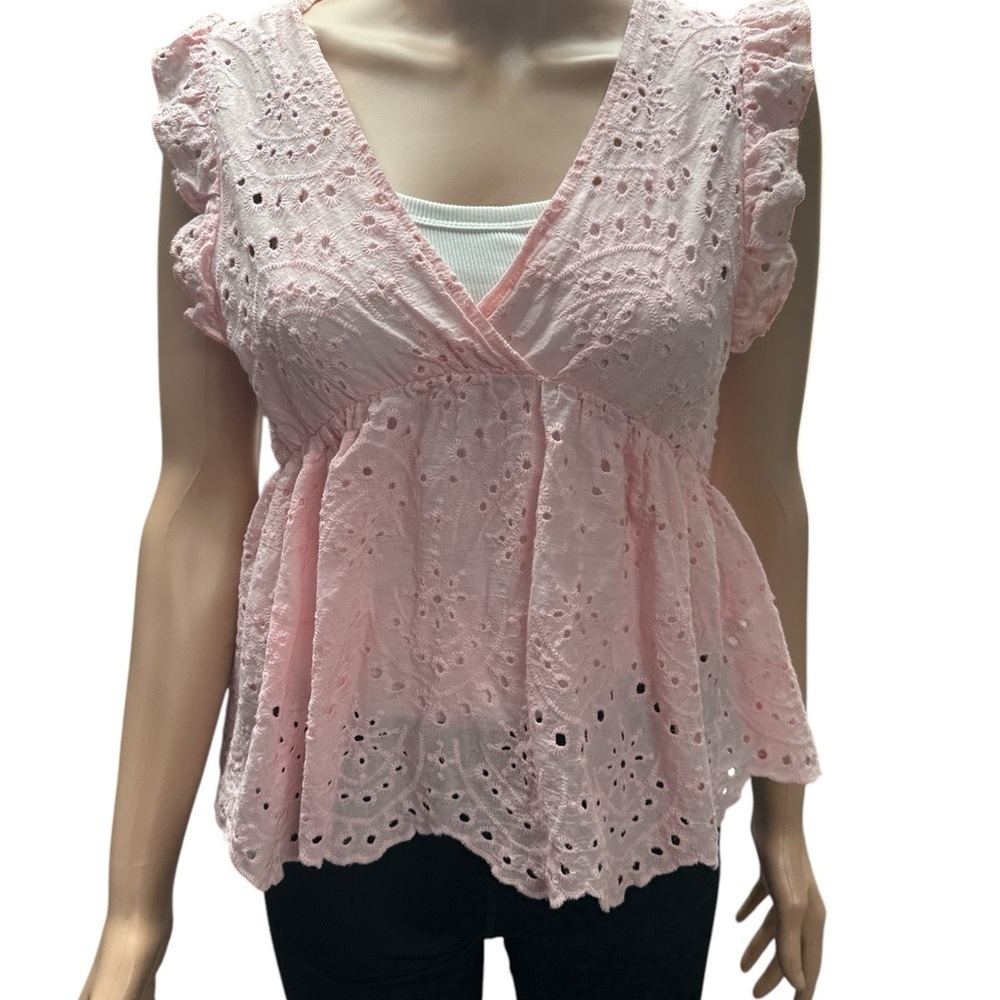 Shein - New in Bag - Pink Eyelet Lace Women's Top